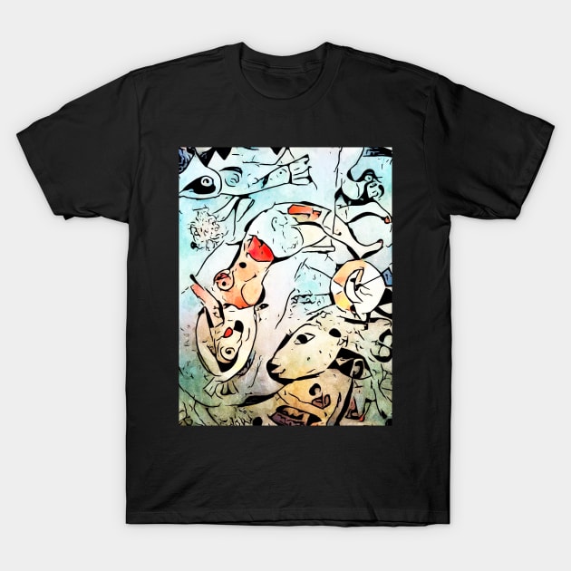 Miro meets Chagall (Blue Circus) T-Shirt by Zamart20